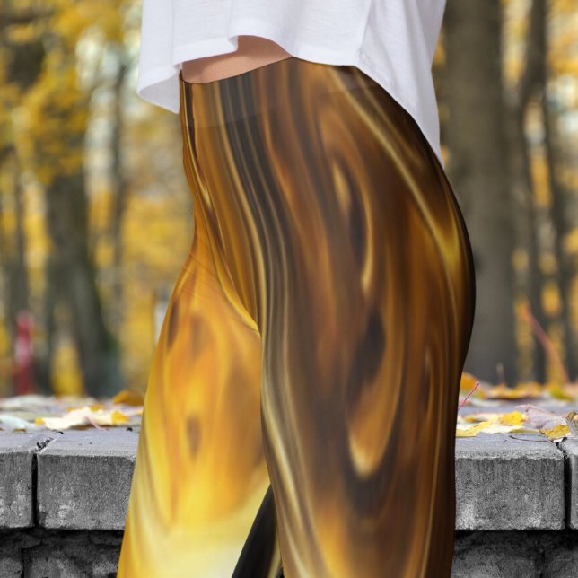 Sleek Molten Guld Skriv ut Leggings (Molten Gold)