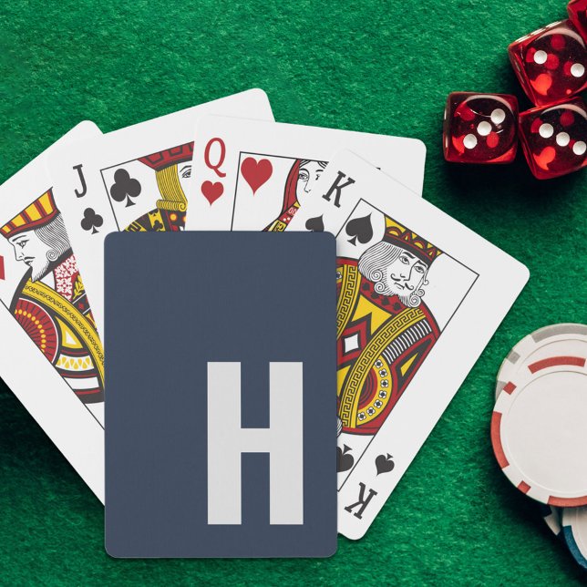 Sleek Monogram Inledande minimalistisk blått och G Casinokort (Skapare uppladdad)