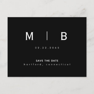 Sleek Monogram Modern Teckensnitt Bröllop spara da Meddelande Vykort