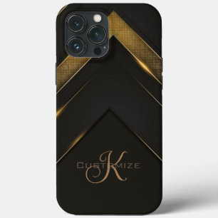 Sleek Monogrammed Black och Guld Chevron