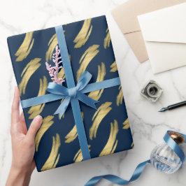 Sleek Navy Guld Birthday Chic Wrapping Papper Presentpapper