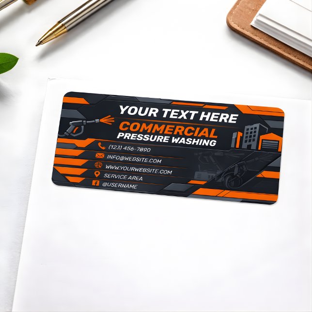 Sleek Obsidian Polygon Commercial Cleaning Adressetikett (Skapare uppladdad)