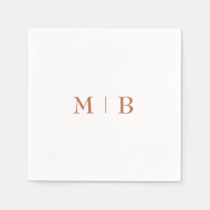 Sleek och Simple Terracotta Monogram Bröllop Pappersservett