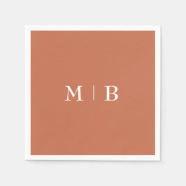 Sleek och Simple Terracotta Monogram II Bröllop Pappersservett