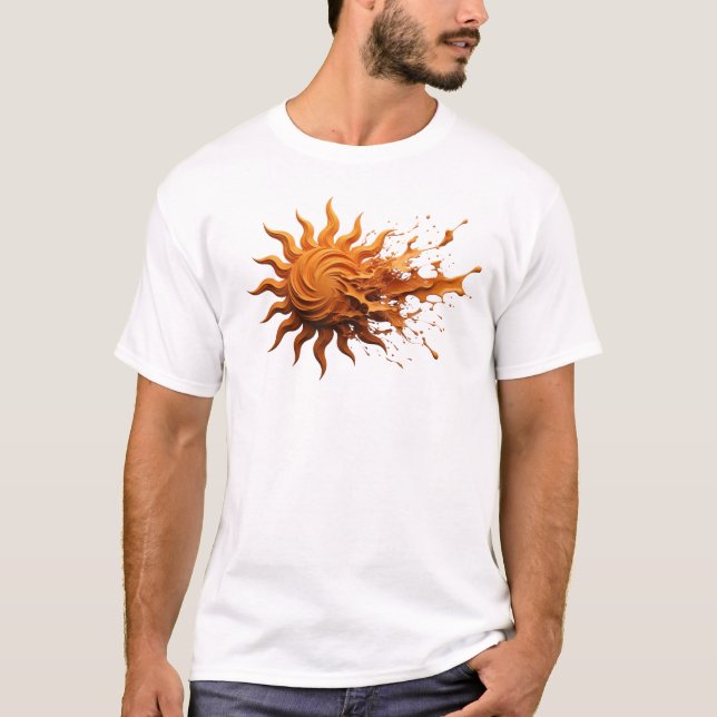 Sleek och stilren ABSTRAKT SOL Modet konst T Shirt (Framsida)