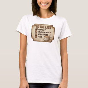 Sleek och stilren rosa KÄFFE FÖRST RÄDDA VÄRLDEN T Shirt