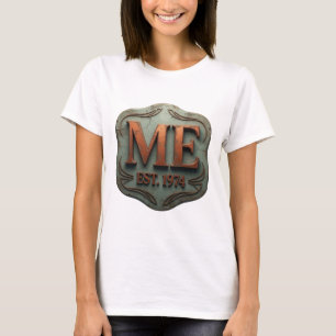 Sleek Orange ME EST 1974 Anpassad Design T Shirt