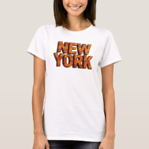 Sleek Orange NEW YORK Konstnärligt Motiv T Shirt