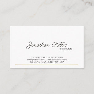 Sleek Plain Modern White Guld Chic Trending Visitkort