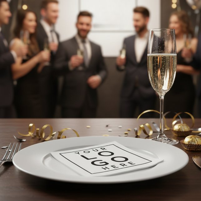 Sleek Professional Black Square Corporate Logo Pappersservett (Sleek Professional Black Square Corporate Logo Napkins)