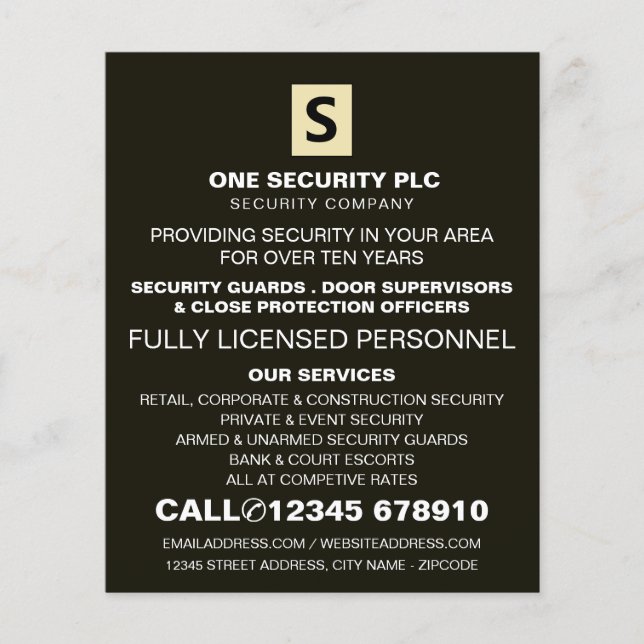 Sleek & Professionell Security Personal Advert Flygblad (Framsidan)
