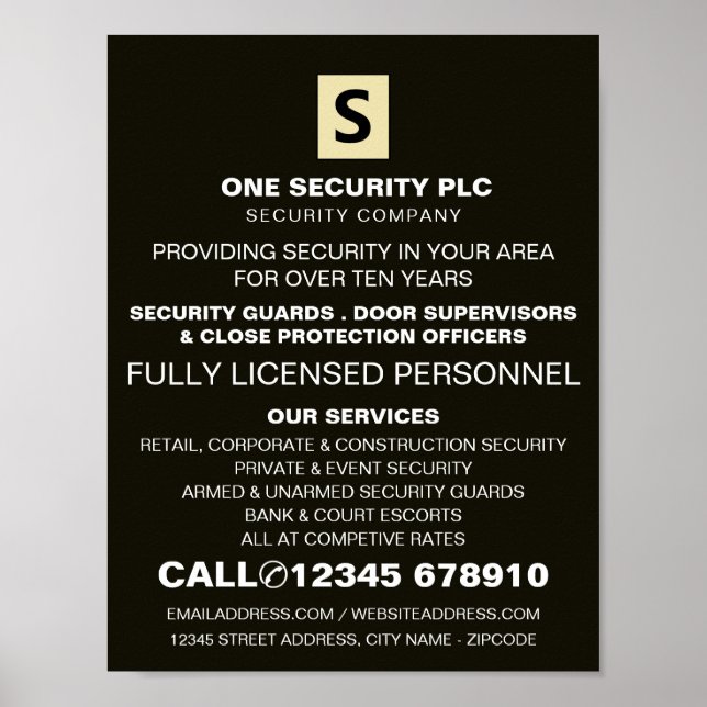 Sleek & Professionell Security Personal Advert Poster (Framsidan)