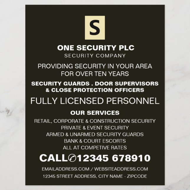 Sleek & Professionell Security Personal Advert Reklamblad (Framsidan)