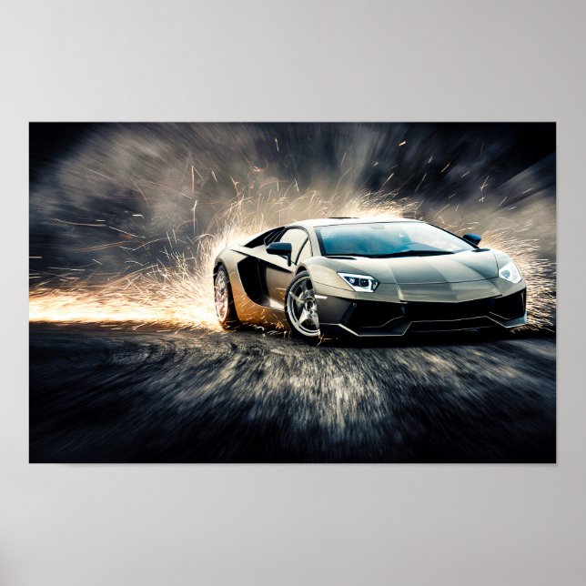 Sleek Racing Sports Car Drifting #5 Poster (Framsidan)