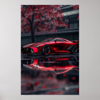 Sleek Red Nissan GTR 2028 Concept Car Side View Po