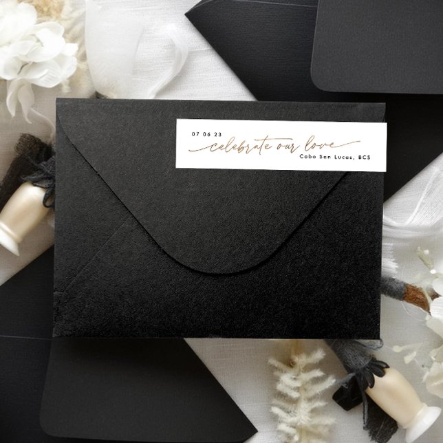 Sleek Romantik | Guldsolja | Bröllop kuvert Etikettband (Skapare uppladdad)