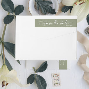 Sleek Romantik Snö White Sage Spara datum Etikettband