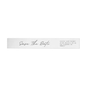 Sleek Romantik Svartvitt Spara datum WR Etikettband
