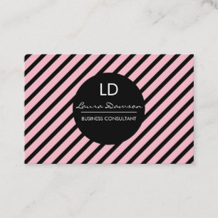 Sleek Rosa Monogram Circle och Rand Visitkort
