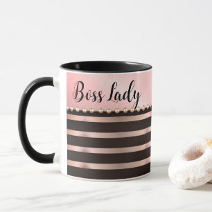 Sleek Rosa Stripe Chef Dam Mugg