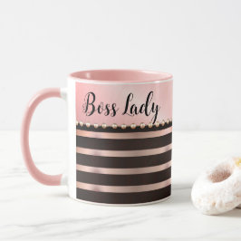 Sleek Rosa Stripe Chef Dam Mugg