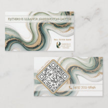 Sleek Sage Gold Marble Modern Mäklarlogo QR-kod