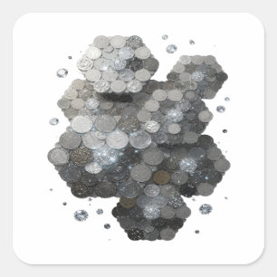 Sleek Silver Abstrakt Klistermärke Konst