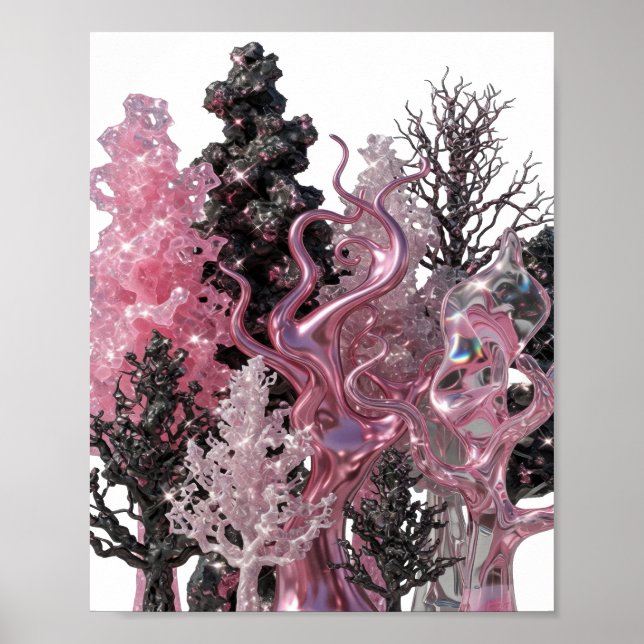 Sleek Silver ABSTRAKT KONST Abstrakt Design Poster (Framsidan)