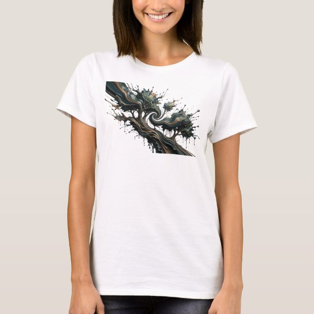 Sleek Silver ABSTRAKT KONST Design T Shirt (Framsida)