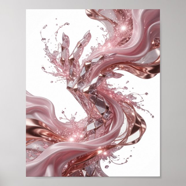 Sleek Silver ABSTRAKT KONST Grafisk Design Poster (Framsidan)