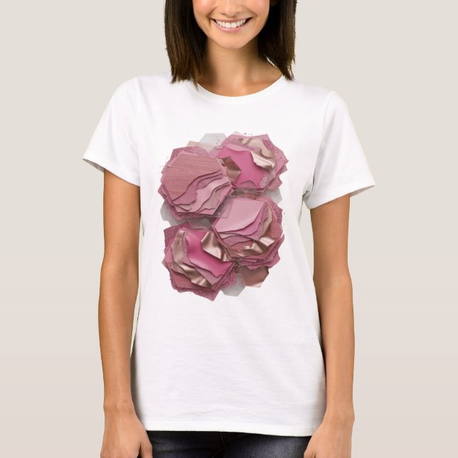 Sleek Silver ABSTRAKT KONST Modeutskrift T Shirt (Framsida)