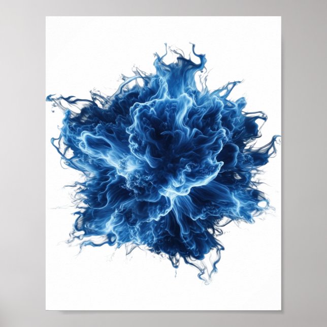 Sleek Silver BLUE FLAME Statement Design Poster (Framsidan)