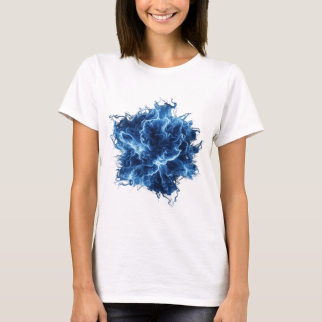 Sleek Silver BLUE FLAME Statement Design T Shirt (Framsida)