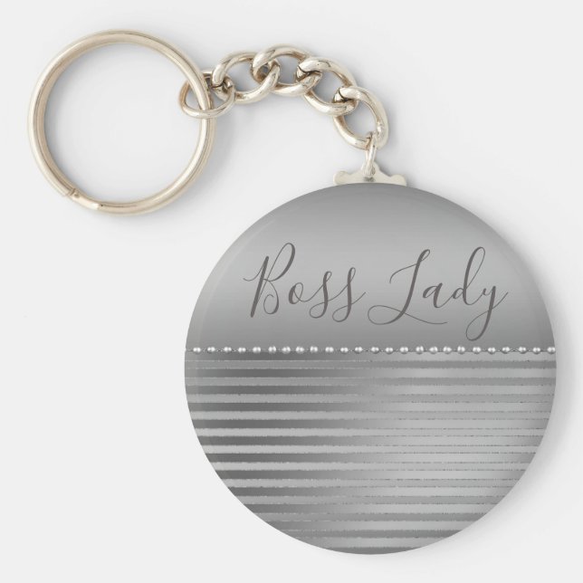 Sleek Silver Chef Dam Nyckelring (Framsidan)