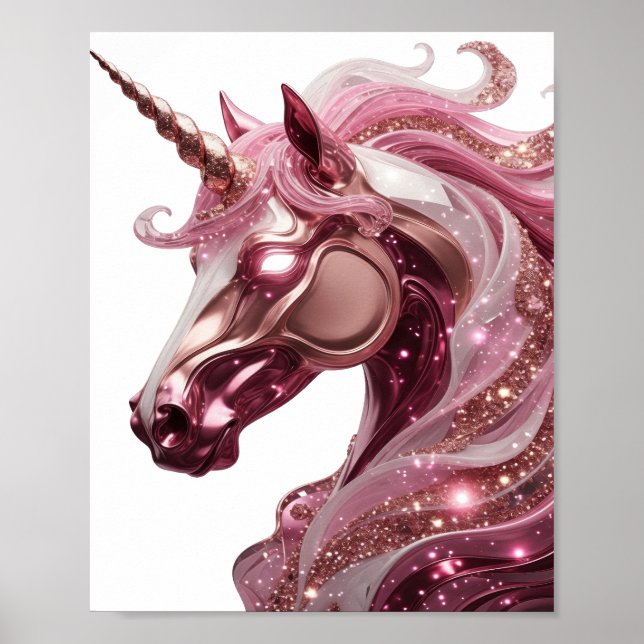 Sleek Silver ENHÖRNING Citat Design Poster (Framsidan)