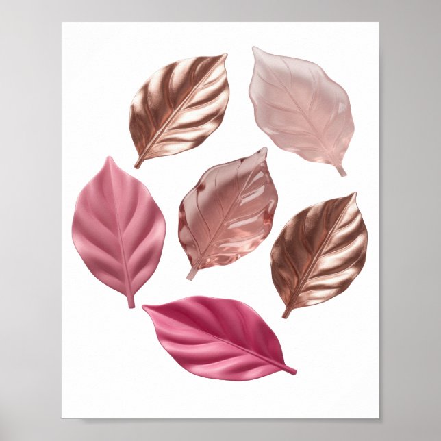Sleek Silver GYLLENE BLAD Djärv Design Poster (Framsidan)