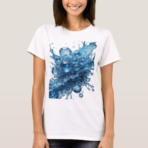 Sleek Silver VATTENGLASBUBBLOR Konstnärligt Motiv T Shirt