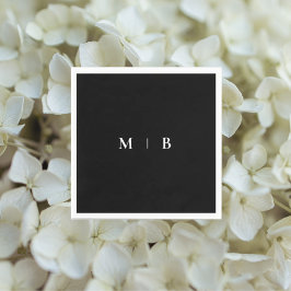 Sleek Simple B/W Monogram Cocktail Pappersservett