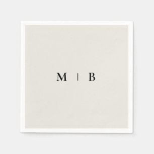 Sleek Simple Beige Monogram Napkins Pappersservett