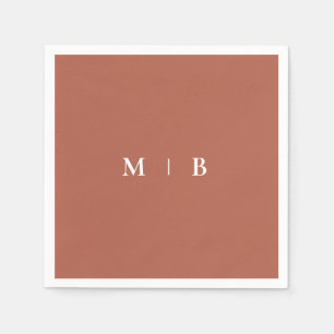 Sleek Simple Cinnamon Monogram Cocktail Pappersservett