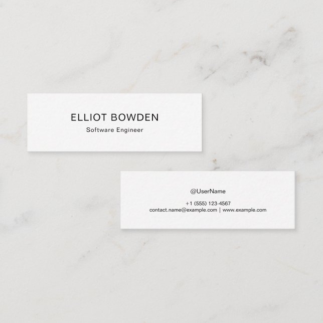 Sleek Simple Design Personalized Calling Card (Fram/baksida)