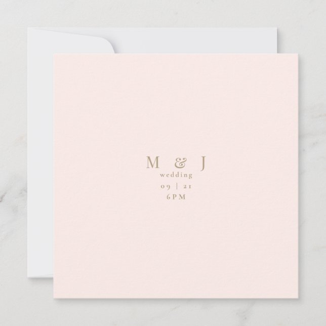 Sleek & Simple Modern Blush Fyrkantig Bröllopsinbj Inbjudningar (Framsida)