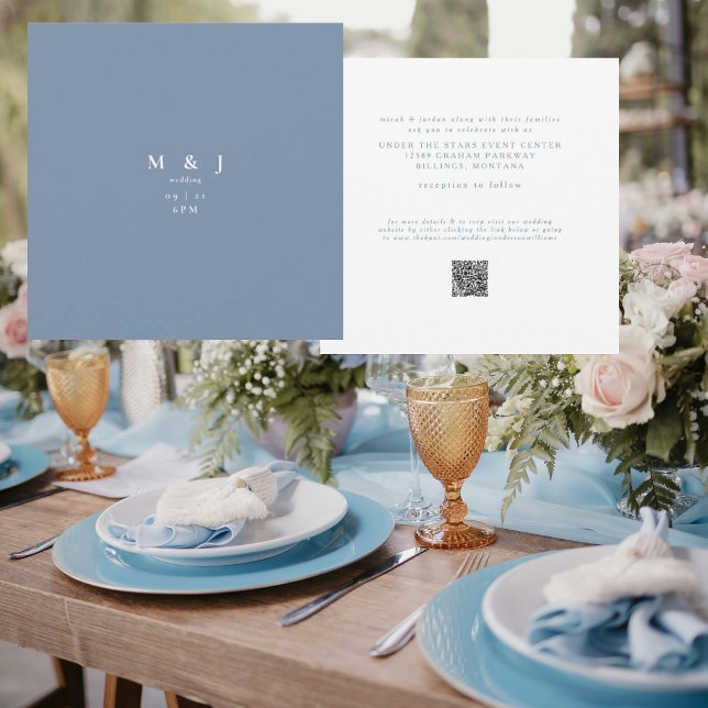 Sleek & Simple Modern Periwinkle Square Wedding Inbjudningar (Skapare uppladdad)