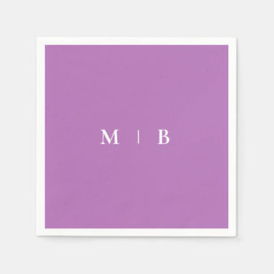 Sleek Simple Orchid & White Monogram Napkins Pappersservett