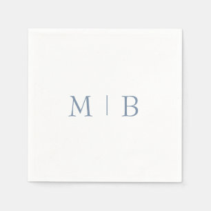 Sleek Simple Periwinkle Monogram White Cocktail Pappersservett