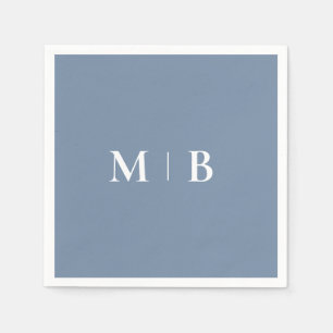 Sleek Simple Periwinkle & White Monogram Cocktail Pappersservett