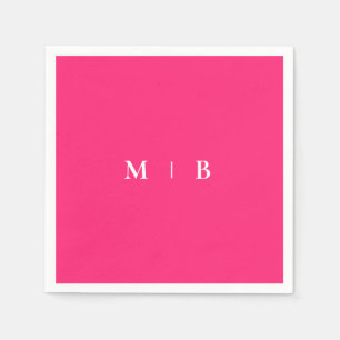 Sleek Simple Rosa & White Monogram Cocktail Pappersservett