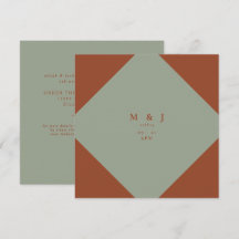 Sleek & Simple Sage & Terracotta Fyrkantig Bröllop