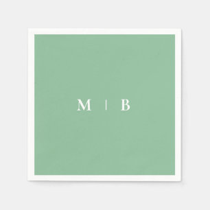 Sleek Simple Summer Grönt & White Monogram Pappersservett