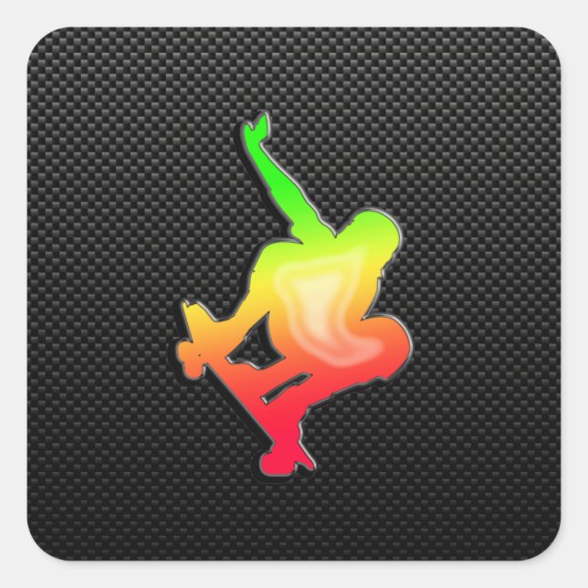 Sleek Skateboarding Fyrkantigt Klistermärke (Framsida)